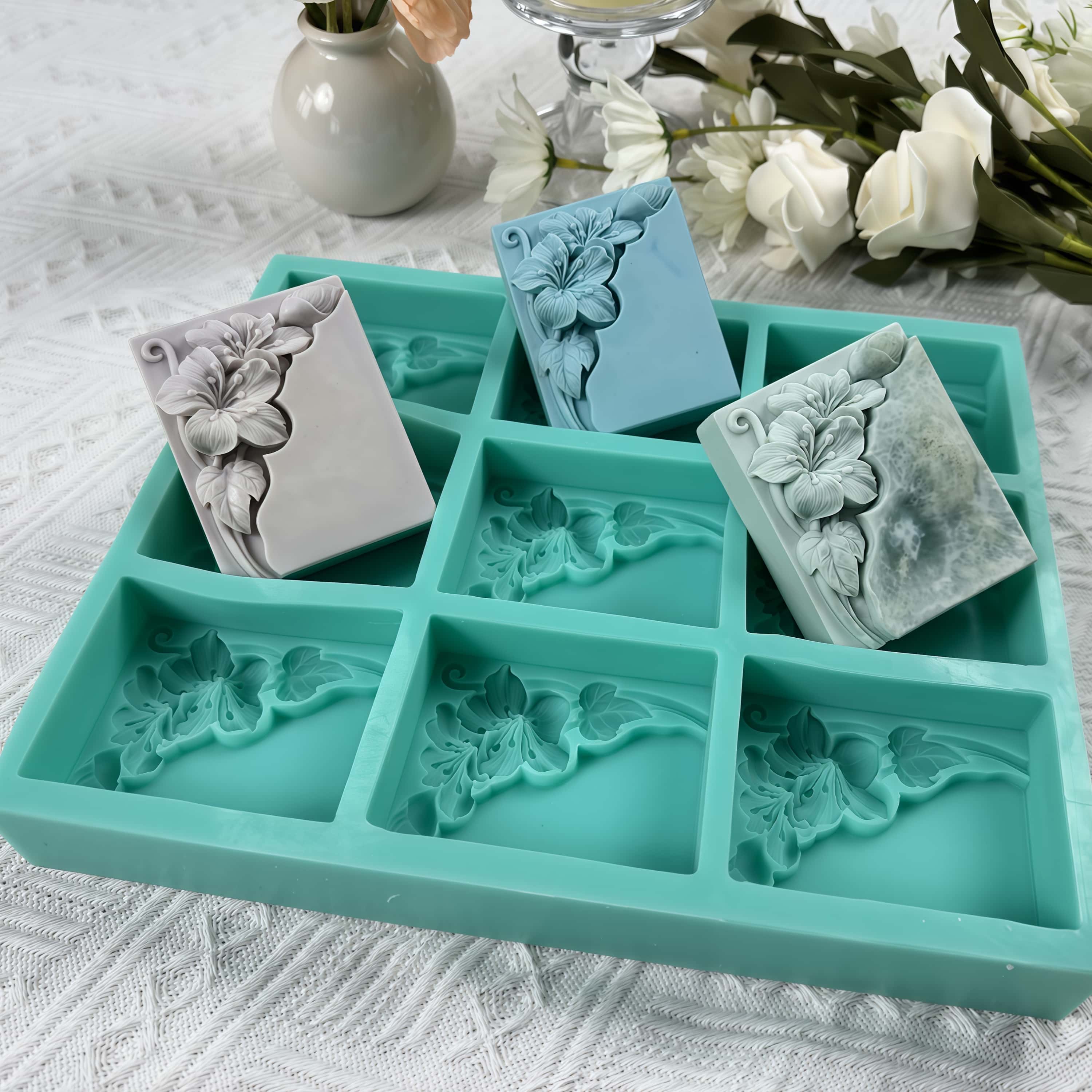 9구 탄광 꽃 비누 몰드, 천연 비누 제작용 꽃무늬 실 - Soap Making Instructions 리뷰 및 가격
