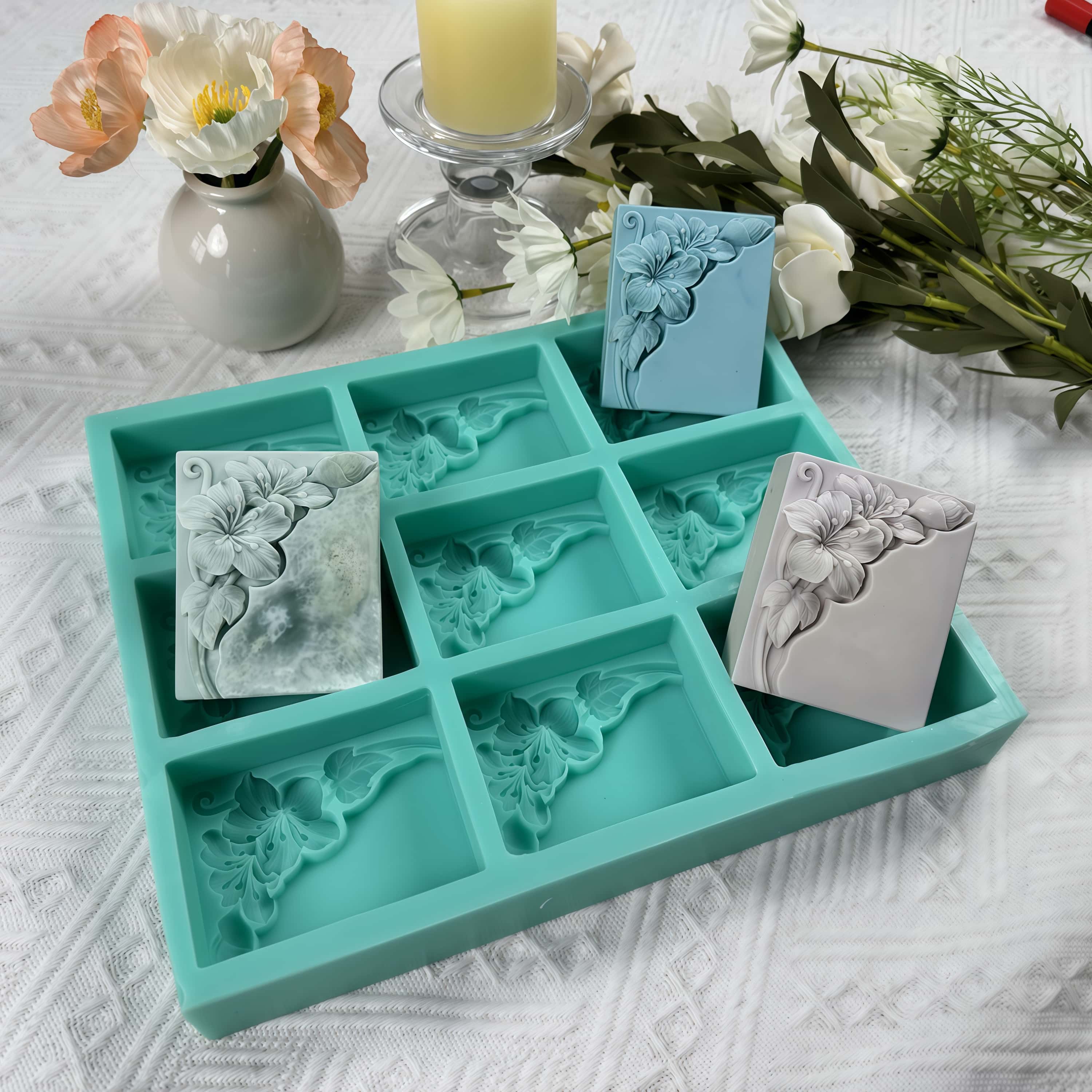 9구 탄광 꽃 비누 몰드, 천연 비누 제작용 꽃무늬 실 - Soap Making Instructions 리뷰 및 가격