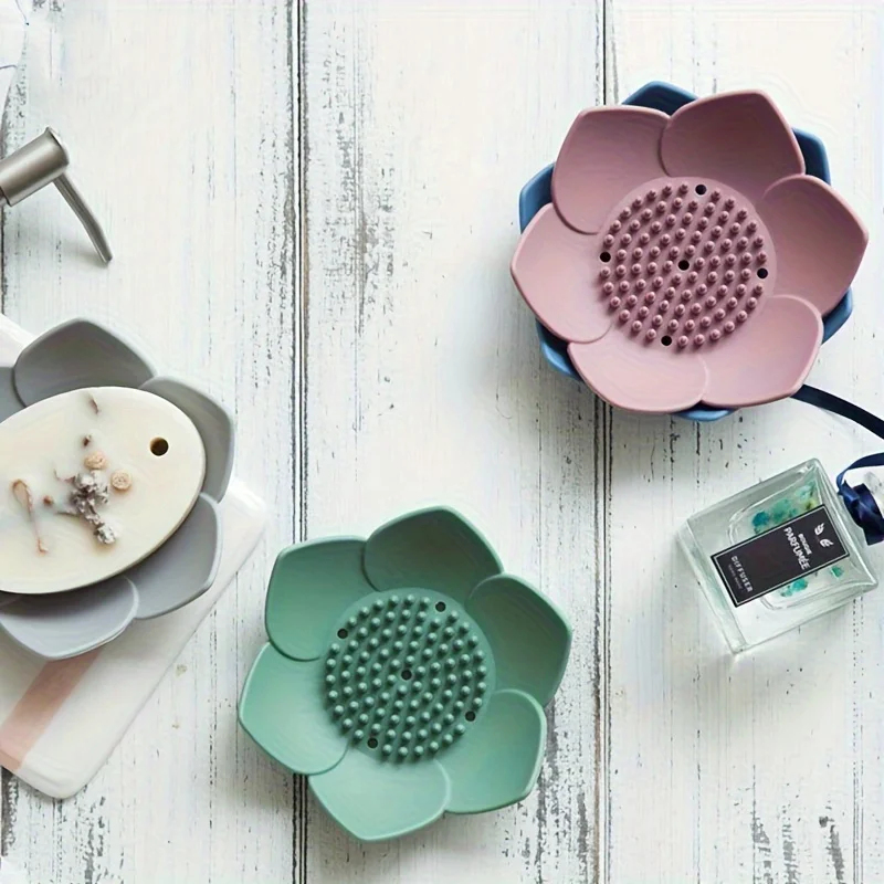 1pcs 욕실 비누 상자 연꽃 디자인 비누 홀더 실리콘 - Soap Making Box 리뷰 및 가격